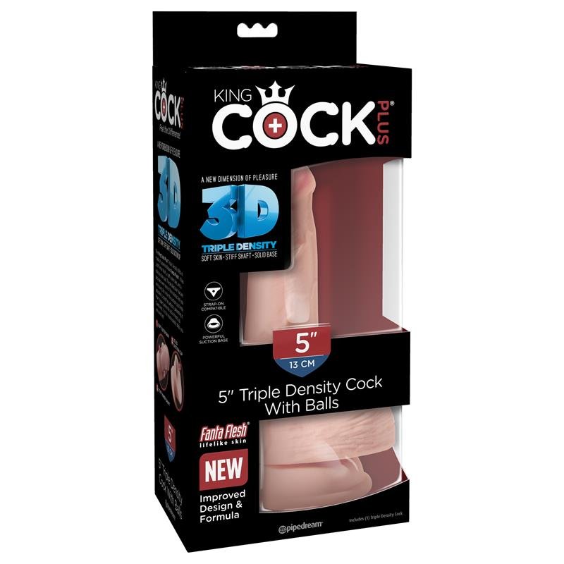 3D Dildo Triple Densidad con Testículos Plus 5 Natural - Imagen 4