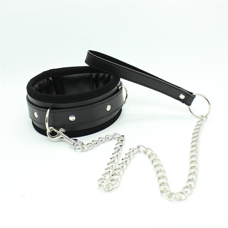 Collar con Correa de Metal e Interior Acolchado Negro - Imagen 3
