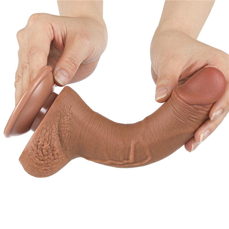Dildo con Piel Retractil 7.5 Bronceado - Imagen 4