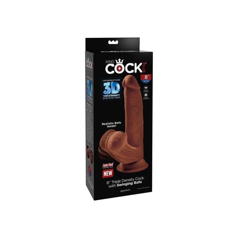 Dildo Triple Densidad Testículos Oscilantes 8 Caramelo - Imagen 2
