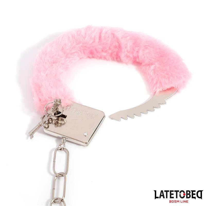 Esposas de Metal Furry con Pelo Rosa - Imagen 3