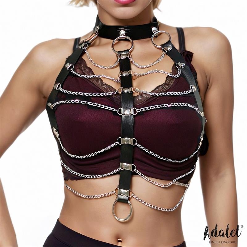 Hilda Arnés de Pecho con Cadenas Cuero Vegano Talla Única - Imagen 3