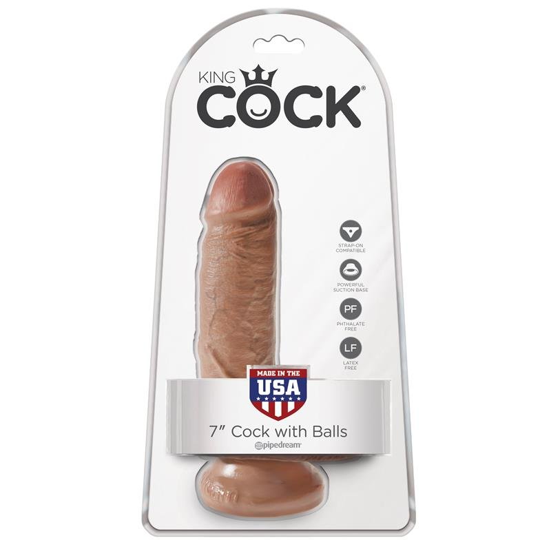King Cock Pene con Testículos de 7 - Bronceado - Imagen 3