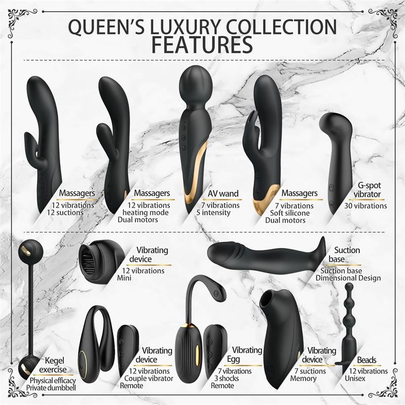 Luxury Set Queens 12 Juguetes Negro y Oro 18k - Imagen 4